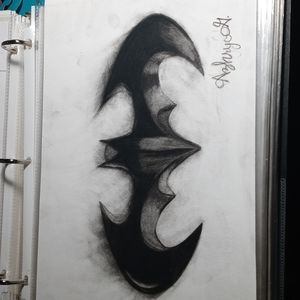 Charcoal Drawing of the Bat sign